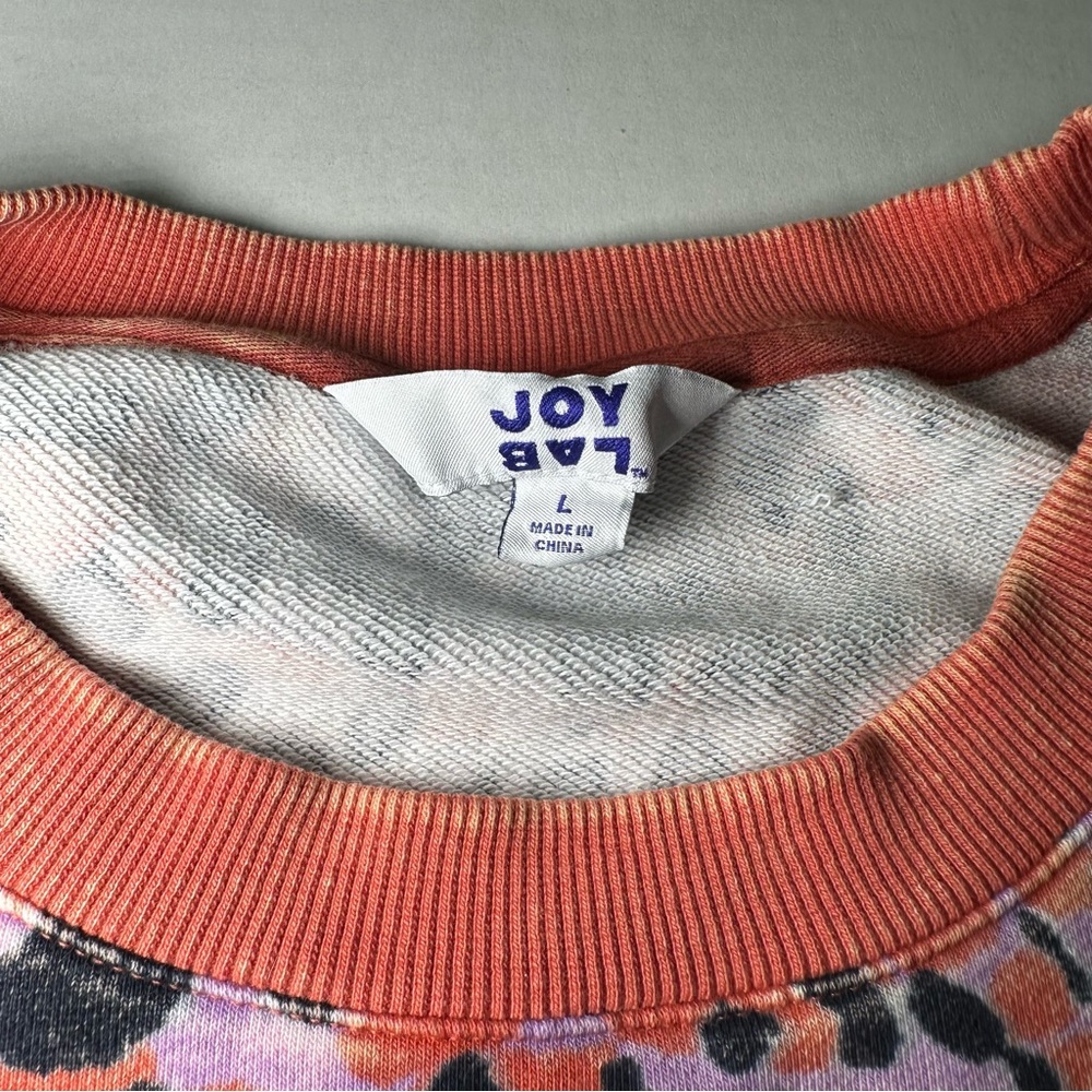 JoyLab purple, orange and black leopard print semi-cropped crewneck sweatshirt - Picture 5 of 7